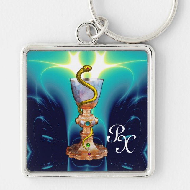 BOWL OF HYGEIA , MEDICINE ,PHARMACY MONOGRAM KEY RING (Front)