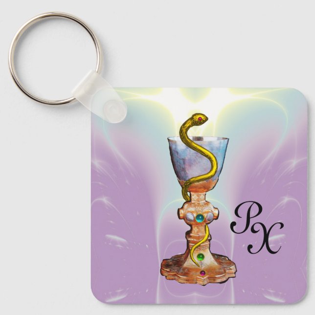 BOWL OF HYGEIA , MEDICINE ,PHARMACY MONOGRAM KEY RING (Front)