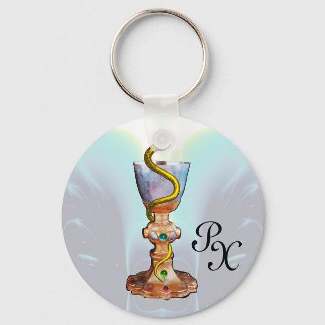BOWL OF HYGEIA , MEDICINE ,PHARMACY MONOGRAM KEY RING (Front)