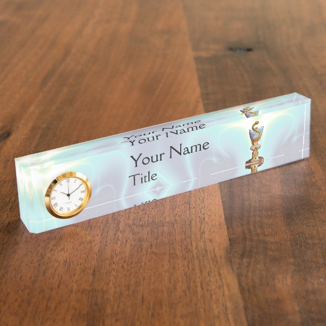 BOWL OF HYGEIA  Medicine, Pharmacy,Pharmacist Teal Nameplate (Side)