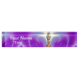 BOWL OF HYGEIA Medicine, Pharmacy ,Purple Teal Nameplate