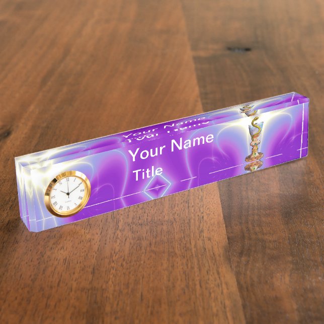 BOWL OF HYGEIA Medicine, Pharmacy,Purple Teal Nameplate (Side)