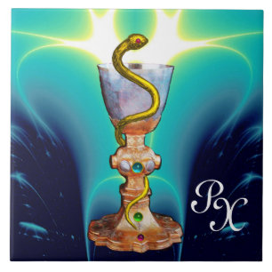 BOWL OF HYGEIA MONOGRAM Medicine, Pharmacy Blue Ceramic Tile