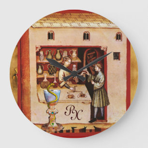 BOWL OF HYGEIA  MONOGRAM Medicine, Pharmacy Large Clock