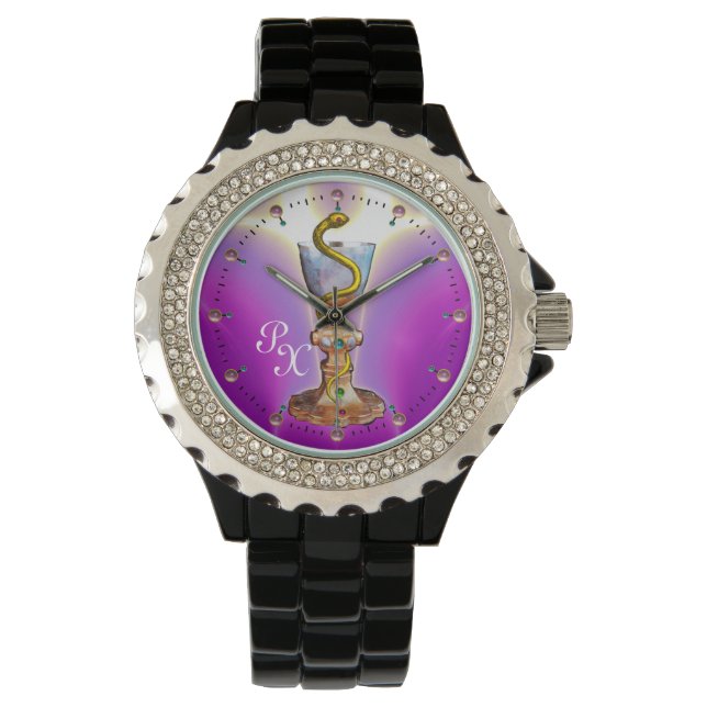 BOWL OF HYGEIA MONOGRAM Medicine, Pharmacy ,Pink Watch (Front)
