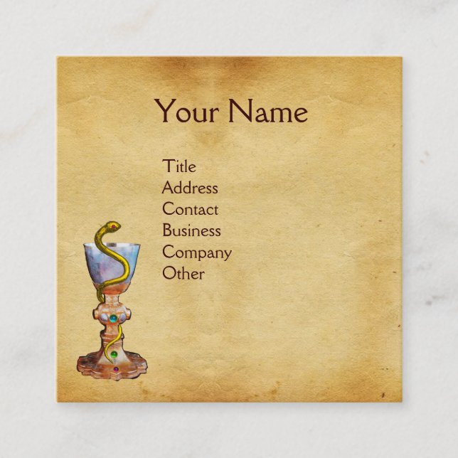 BOWL OF HYGEIA  MONOGRAM Medicine, Pharmacy Square Business Card (Front)