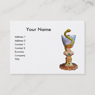 BOWL OF HYGEIA , PHARMACY MONOGRAM. Blue White Business Card