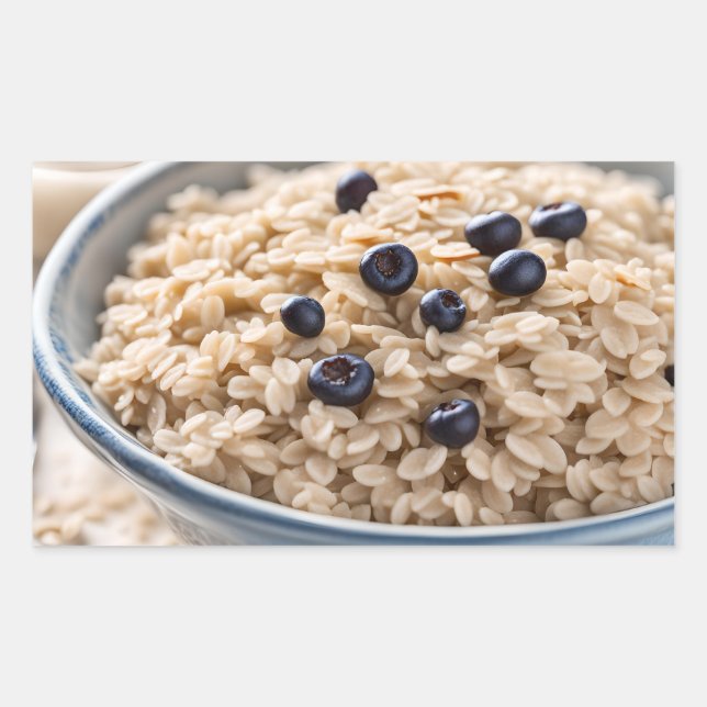 Bowl of Oatmeal with Blueberries Rectangular Sticker (Front)
