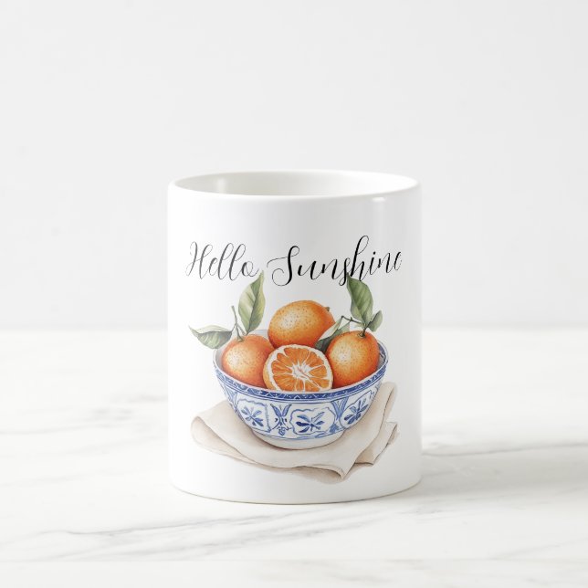 Bowl of Oranges Sicilian Summer Hello Sunshine Coffee Mug (Center)
