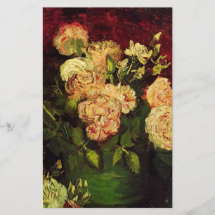 Bowl of Peonies and Rose,Vincent van Gogh Stationery