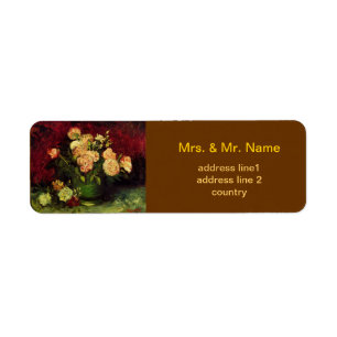 Bowl of Peonies and Rose,Vincent van Gogh. World Return Address Label