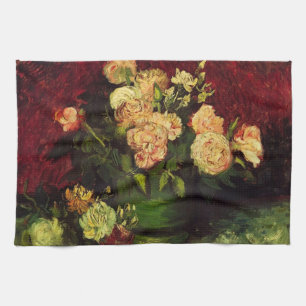 Bowl of Peonies and Rose,Vincent van Gogh. World Tea Towel