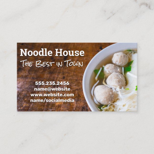 Bowl of Pho Ramen Noodles Business Card (Front)