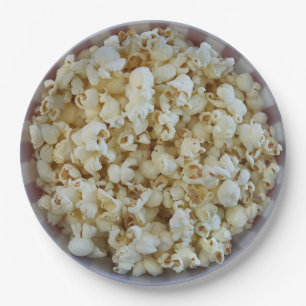 Bowl of Popcorn Disposable Paper Plates