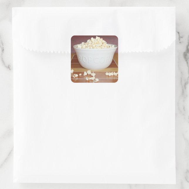 Bowl of Popcorn Square Sticker (Bag)
