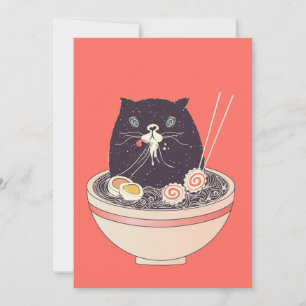 Bowl of ramen and black cat holiday card