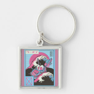 Bowl of Ramen Vaporwave Design Key Ring
