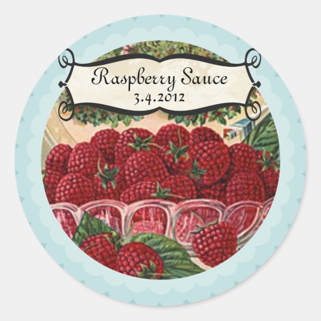 Bowl of raspberries fruit jam jelly canning label (Front)