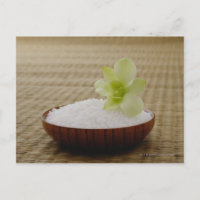 Bowl of rice with a flower on a tatami mat