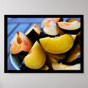 Bowl of Sliced Plum Fruit Poster