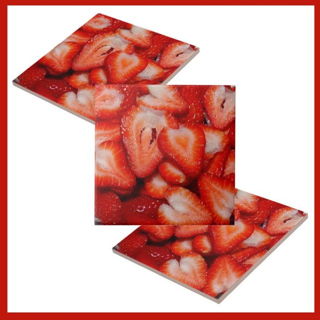 Bowl of Sliced Red Strawberries Photographic  Ceramic Tile (Creator Uploaded)