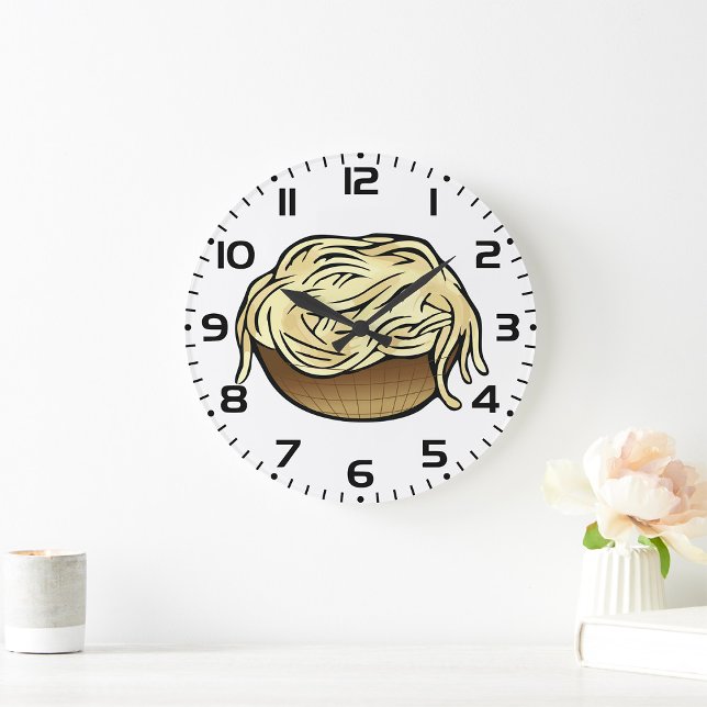 Bowl of Spaghetti Pasta Noodle Food Large Clock (Creator Uploaded)