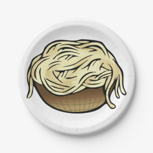 Bowl of Spaghetti Pasta Noodle Food Paper Plate