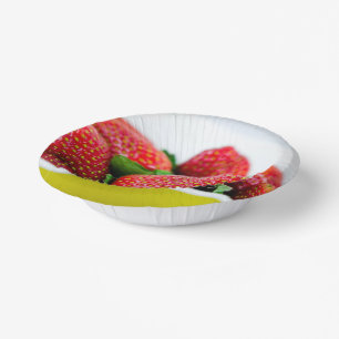 bowl of strawberries paper plate