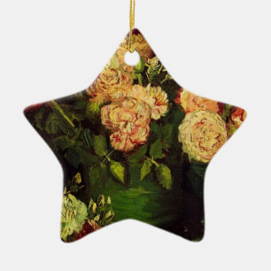 Bowl with Peonies and Roses by Van Gogh Ceramic Ornament