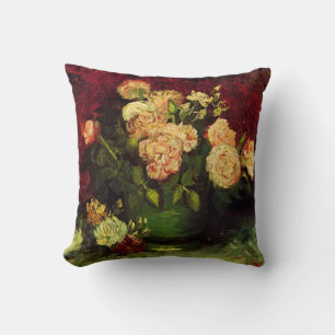 Bowl with Peonies and Roses by Vincent van Gogh Cushion