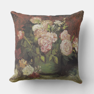 Bowl with Peonies and Roses by Vincent van Gogh Cushion