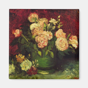 Bowl with Peonies and Roses by Vincent van Gogh Magnet