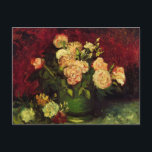 Bowl with Peonies and Roses by Vincent van Gogh Postcard<br><div class="desc">Bowl with Peonies and Roses by Vincent van Gogh is a vintage fine art post impressionism still life floral painting featuring a bouquet of pink peony and rose flowers in a vase. Fresh cut spring flowers from the garden. About the artist: Vincent Willem van Gogh (1853 -1890) was one of...</div>