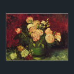 Bowl with Peonies and Roses by Vincent van Gogh Postcard<br><div class="desc">Bowl with Peonies and Roses by Vincent van Gogh is a vintage fine art post impressionism still life floral painting featuring a bouquet of pink peony and rose flowers in a vase. Fresh cut spring flowers from the garden. About the artist: Vincent Willem van Gogh (1853 -1890) was one of...</div>