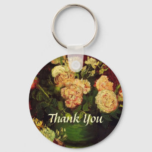 Bowl with Peonies and Roses, Vincent van Gogh Key Ring