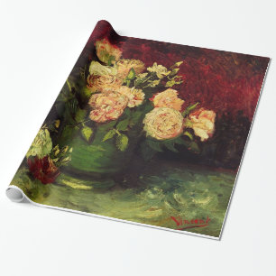 Bowl with Peonies and Roses, Vincent van Gogh. Wrapping Paper