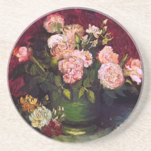 Bowl with Peonies & Roses Van Gogh Fine Art Coaster