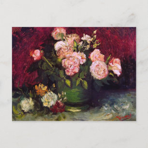 Bowl with Peonies & Roses Van Gogh Fine Art Postcard