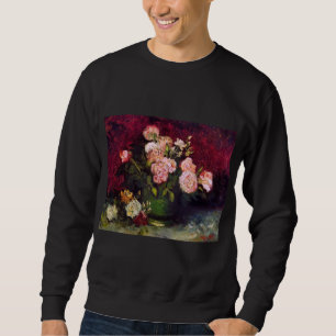 Bowl with Peonies & Roses Van Gogh Fine Art Sweatshirt