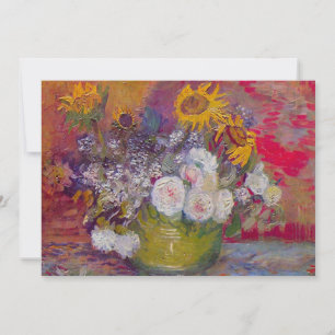 Bowl with Sunflowers and Roses by Vincent van Gogh Invitation