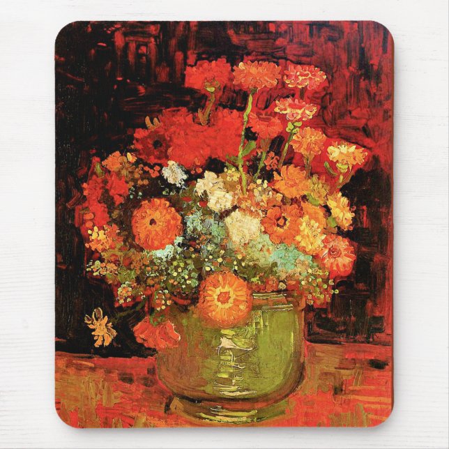 Bowl with Zinnias by Vincent van Gogh, Mouse Pad (Front)