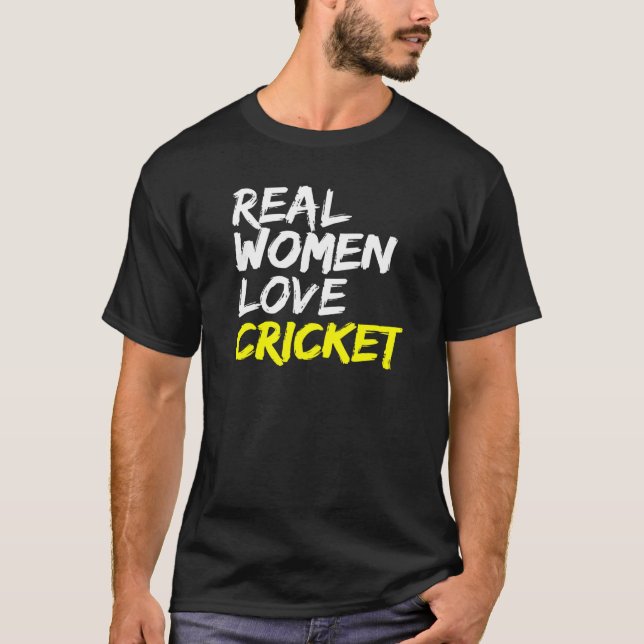 Bowler Batsman Batting Game Team Real Women Love C T-Shirt (Front)