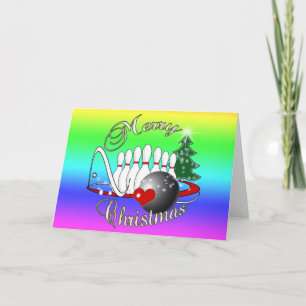 BOWLER / BOWLING MERRY CHRISTMAS HOLIDAY CARD