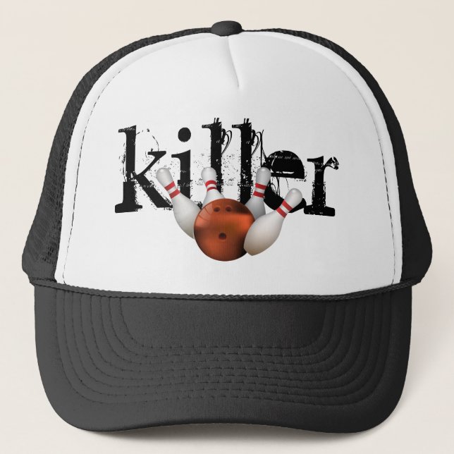 Bowler Bowling Pin Killer Cool League Trucker Hat (Front)