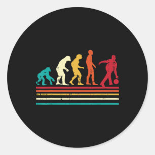 Bowler Evolution Retro Bowling Team Men Women Kids Classic Round Sticker