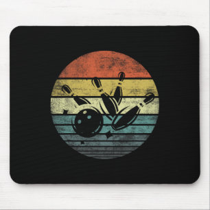 Bowler Gifts Retro Sunset Bowling Byll Silhouette Mouse Pad