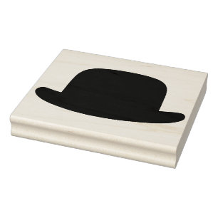 Bowler Hat Silhouette Vintage Rubber Art Stamp