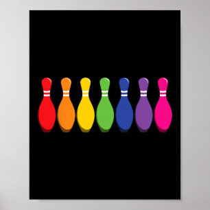 Bowler Pins Bowling Rainbow Lgbt Pride Poster
