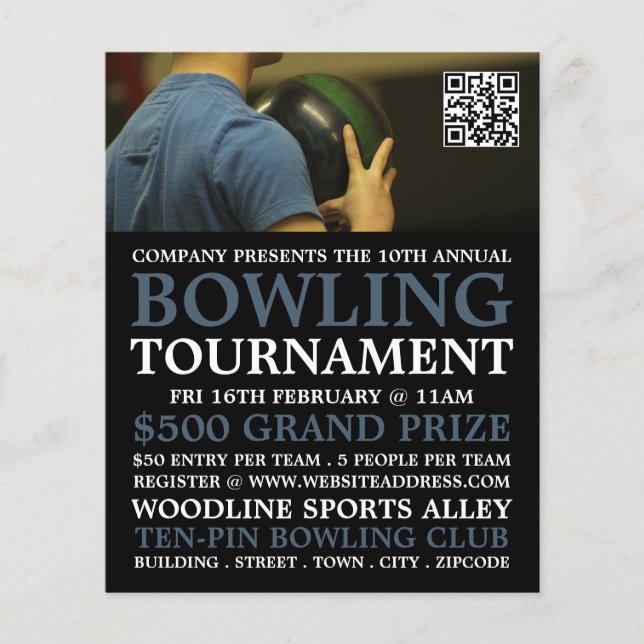 Bowler Portrait, Ten-Pin Bowling Tournament Flyer (Front)