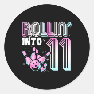 Bowler Rollin’ Into 11 Bowling 11th Birthday Kids Classic Round Sticker